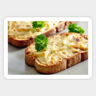 Oven baked toast with cheese and ham Sticker